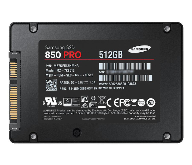 DYSK SSD SAMSUNG 850 PRO 512GB MZ-7KE512BW SATAIII, 550/520MBs 10 lat gwarancji - 203935 - zdjęcie 2